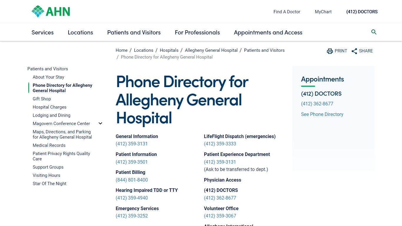 Directory for Allegheny General Hospital | AHN.org