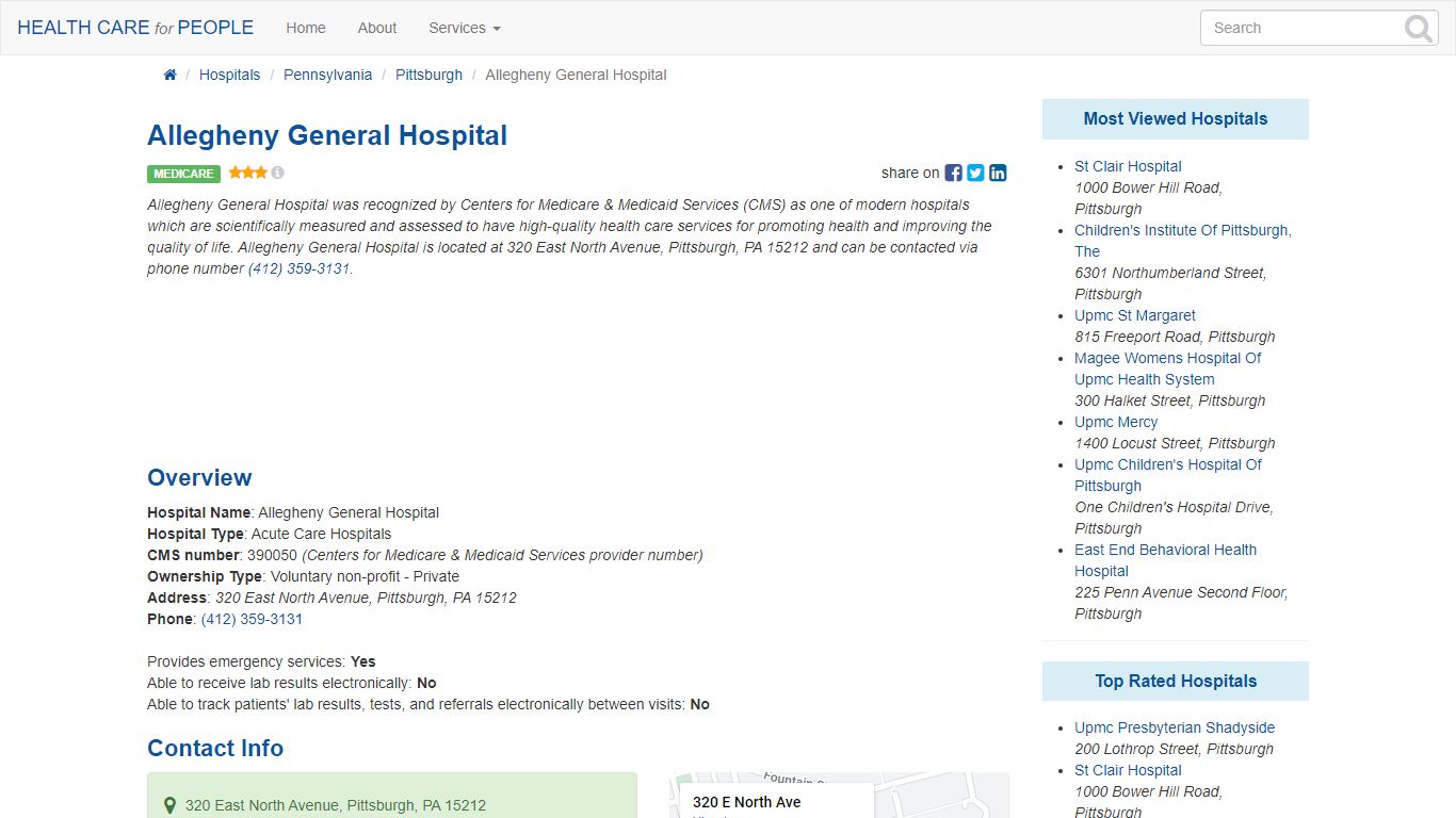 Allegheny General Hospital - a Hospital in Pittsburgh PA - HealthCare4PPL